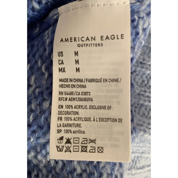 American Eagle Women's Sweater Mock Neck Ribbed Knit Blue Ombre Crop Size Med - Picture 13 of 16